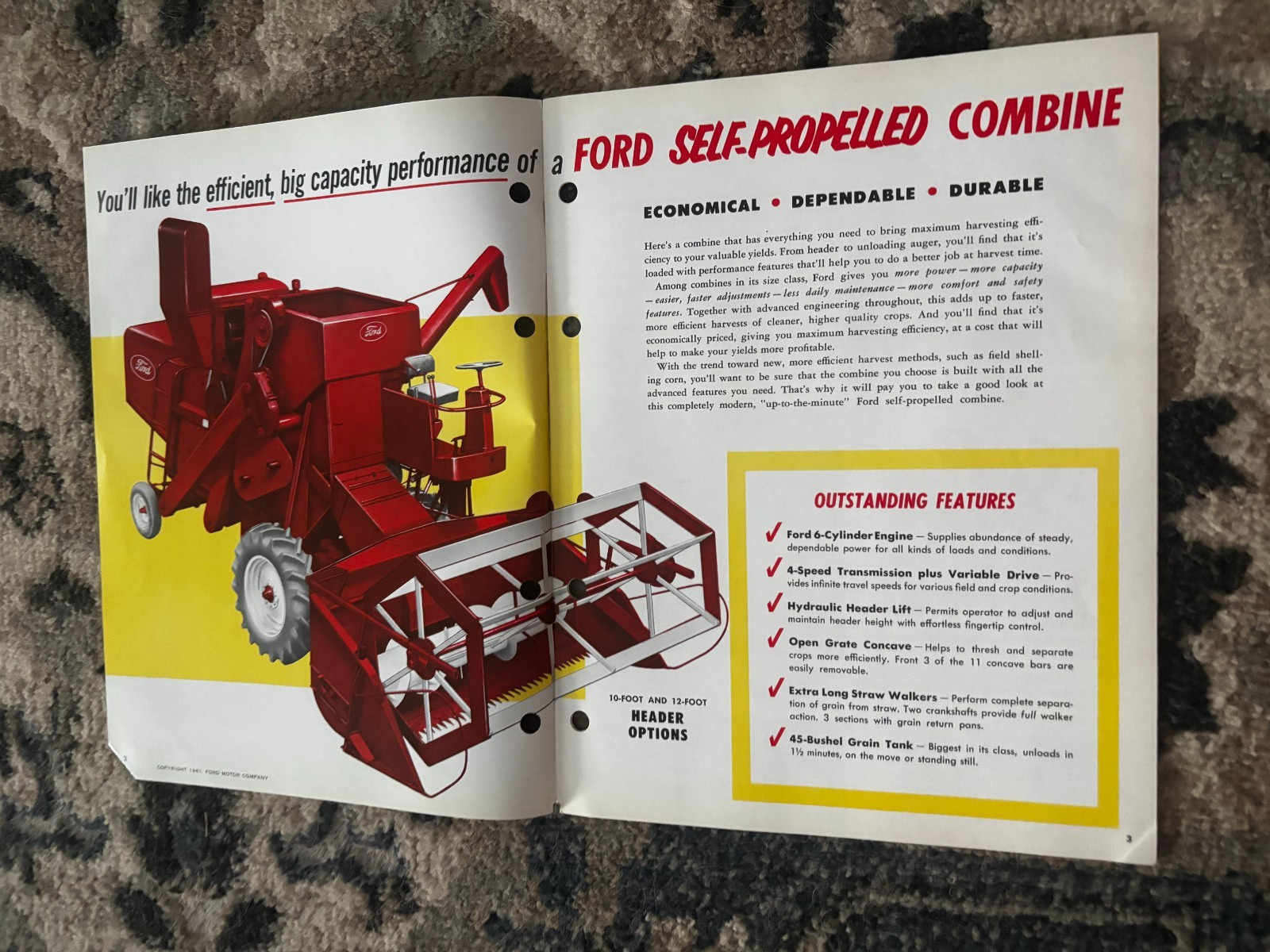 Ford Self Propelled Combine For 1961 Brochure DCPA26