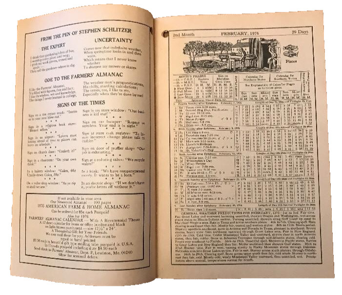 Farmers Almanac 1976 Sperry New Holland Advertising Dealer Ray Geiger 1975 JK1