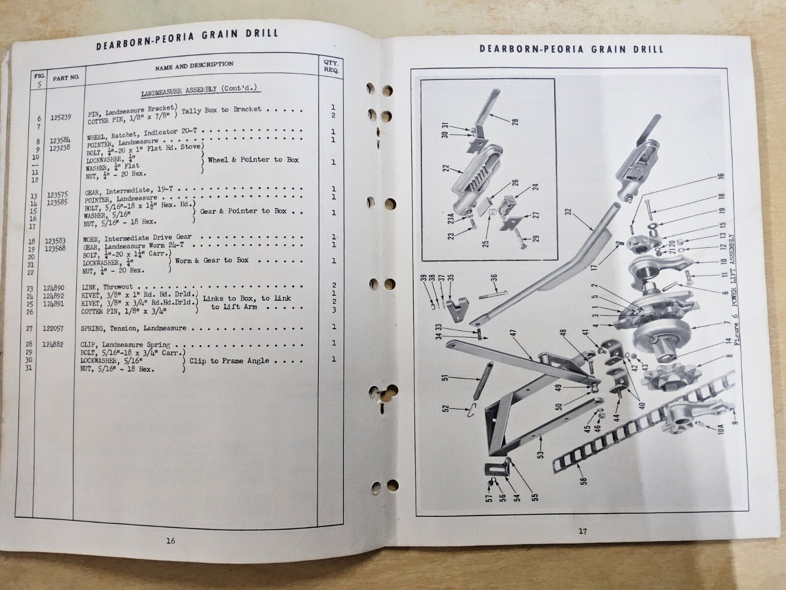 Dearborn-Peoria Fertilizer Grain Drill, Model 12-42 & 12-44 Parts List, 1951…