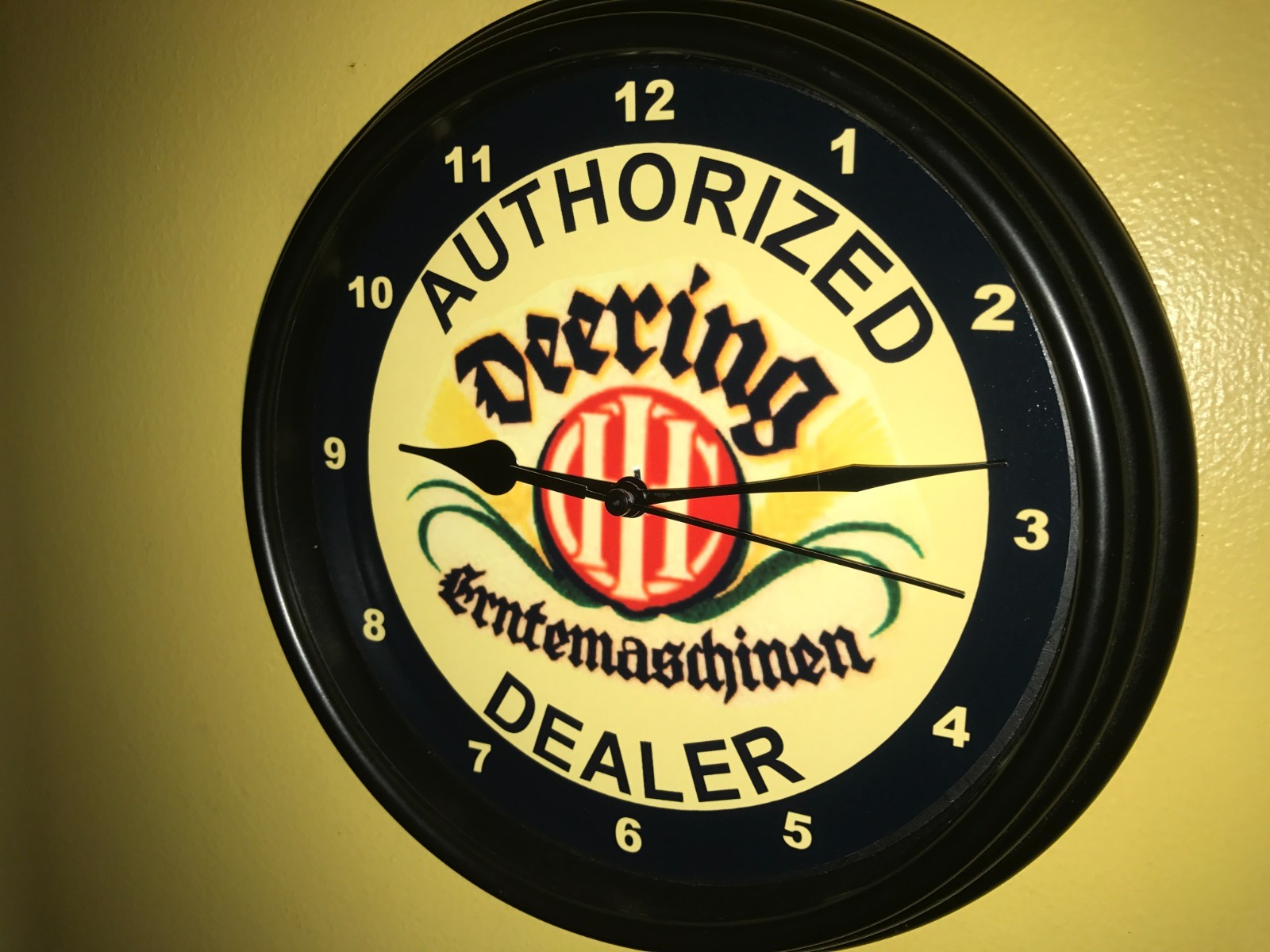 Deering AuthDealer Farm Tractor Barn Garage Man Cave Clock Retro Sign