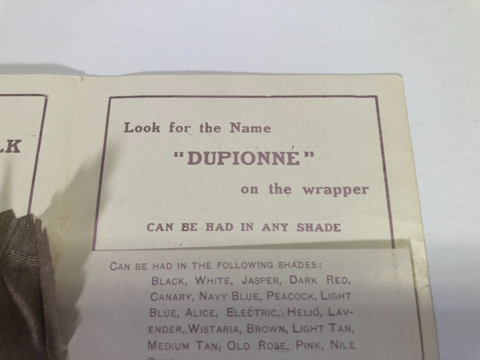 Antique Dupionne Silk samples from Davidson Bros Co Sioux City Iowa