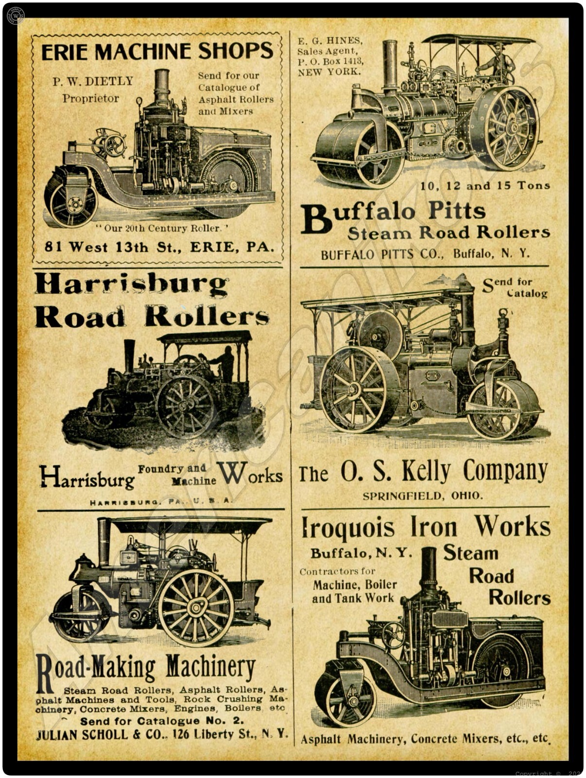 1901 Vintage Steam Rollers NEW Sign – 24&Prime;x30&Prime; USA STEEL XL Size, 7 lb