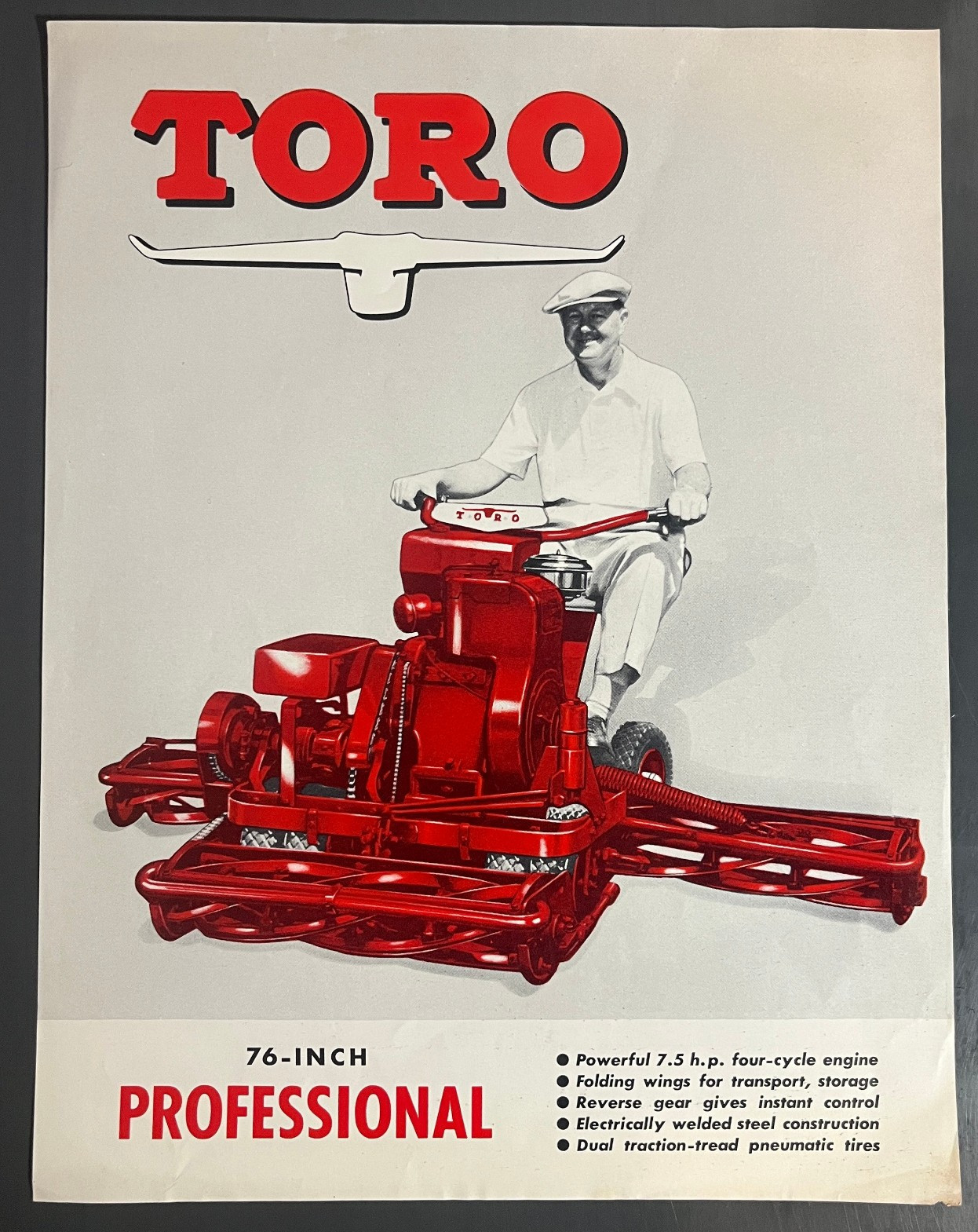 1952 TORO MANUFACTURING CORP 76-INCH PROFESSIONAL LAWN MOWER COLOR SPEC SHEET
