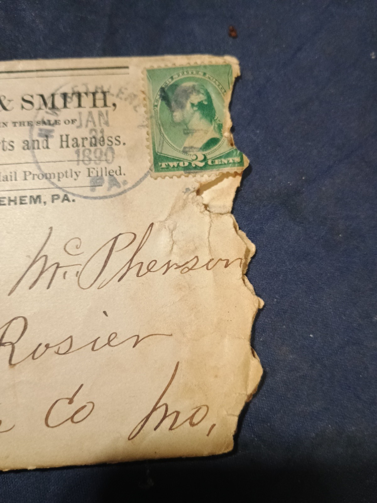 Vintage 1890 M&rsquo;EMEN & SMITH Farm Implements,Letter & Envelope