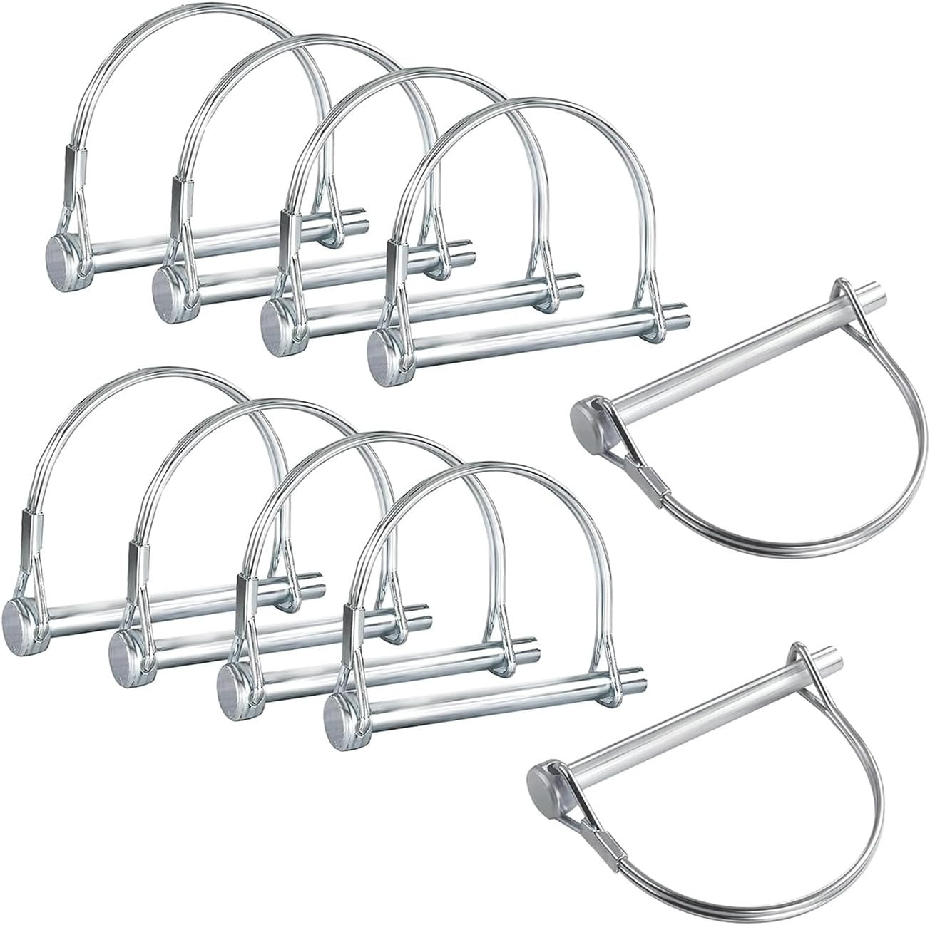10 Pack 1/4X4 Inch Trailer Coupler Pin Set, Heavy Duty Locking Pin Secure Towing