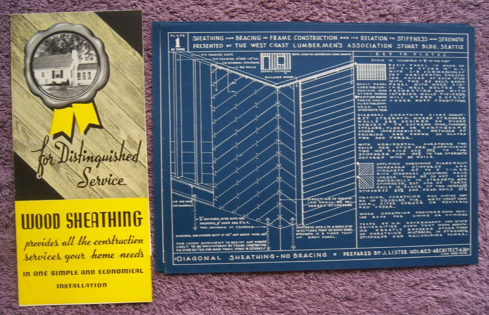 LISTER HOLMES WOOD SHEATHING BROCHURE BLUEPRINTS 1942