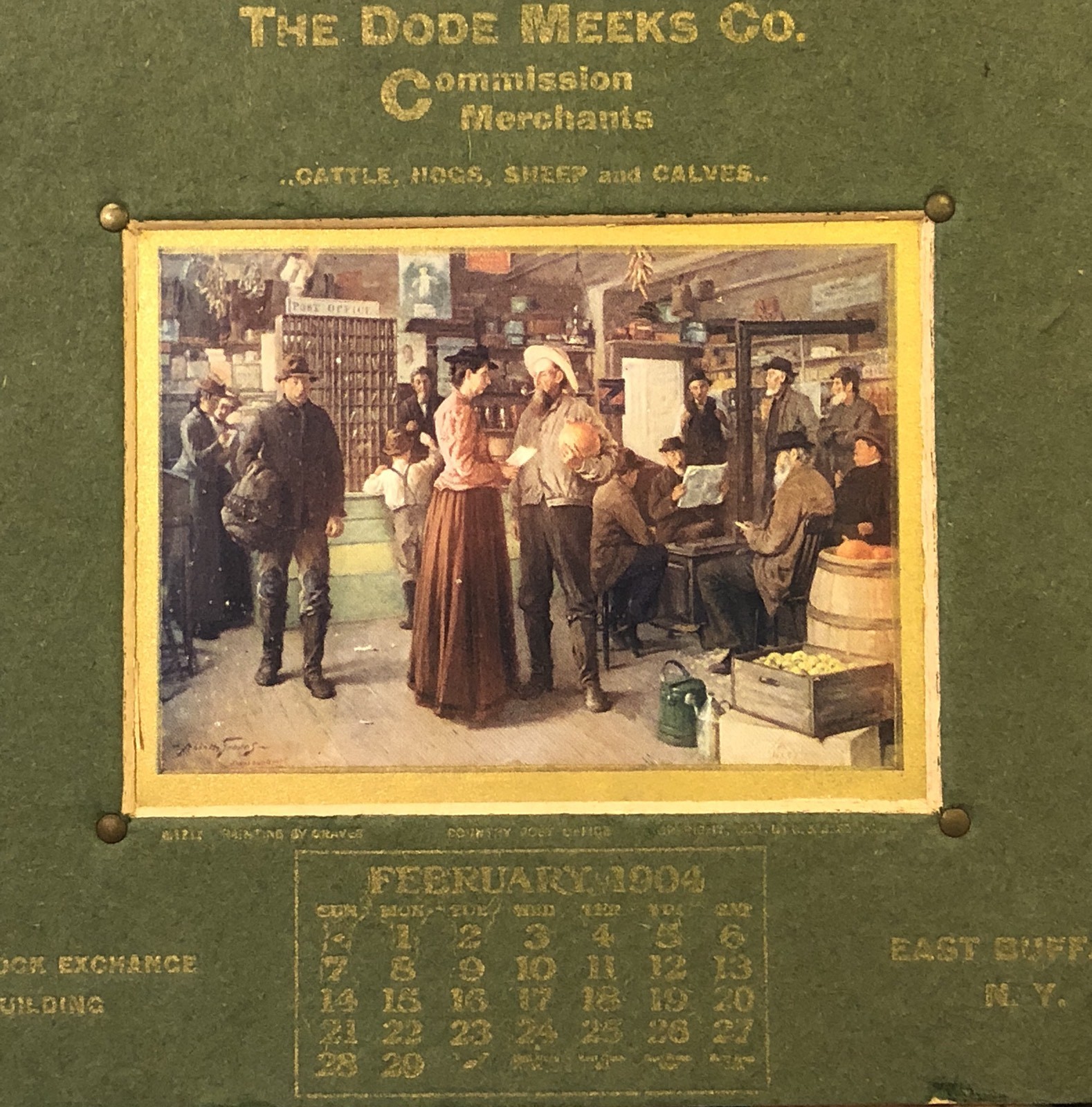 Feb 1904 Dode Meeks Co. Calendar Buffalo, N.Y. 5.5” X 7.5”