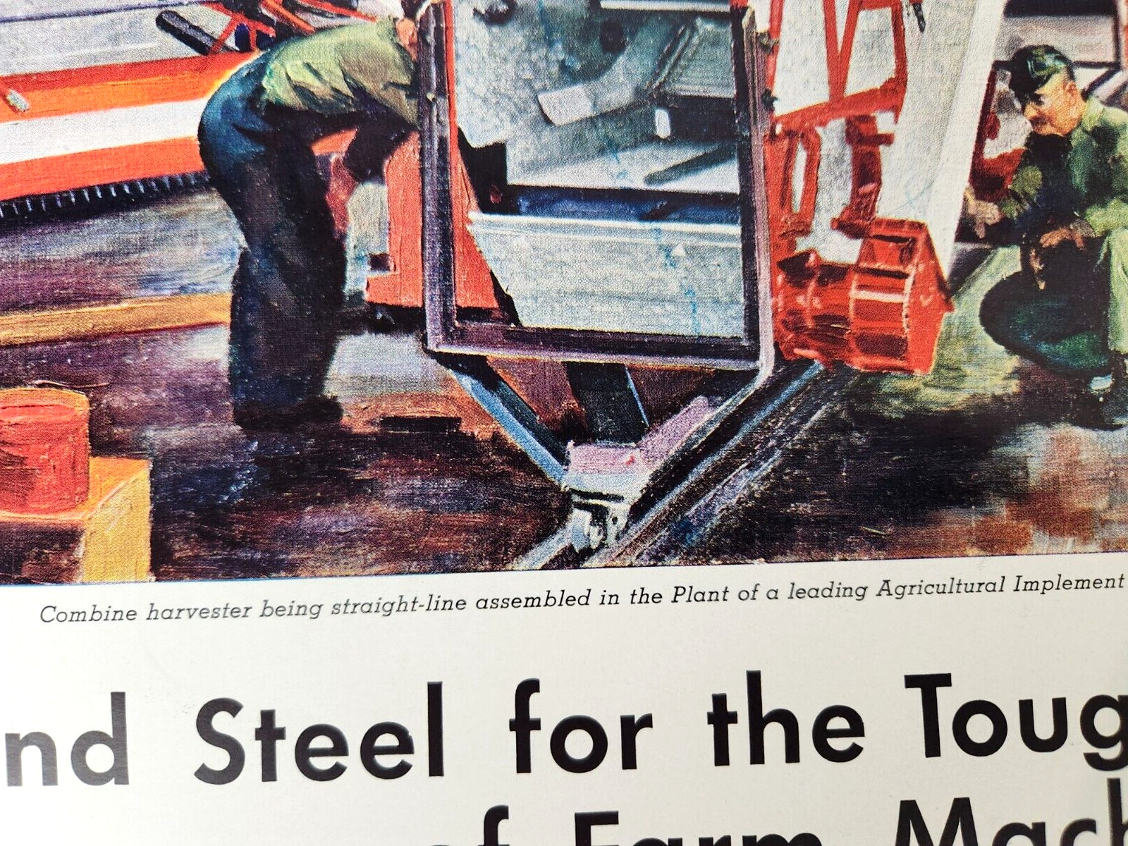 Combine Harvester Farming Agriculture Inland Steel Vtg 1936 Magazine Print Ad