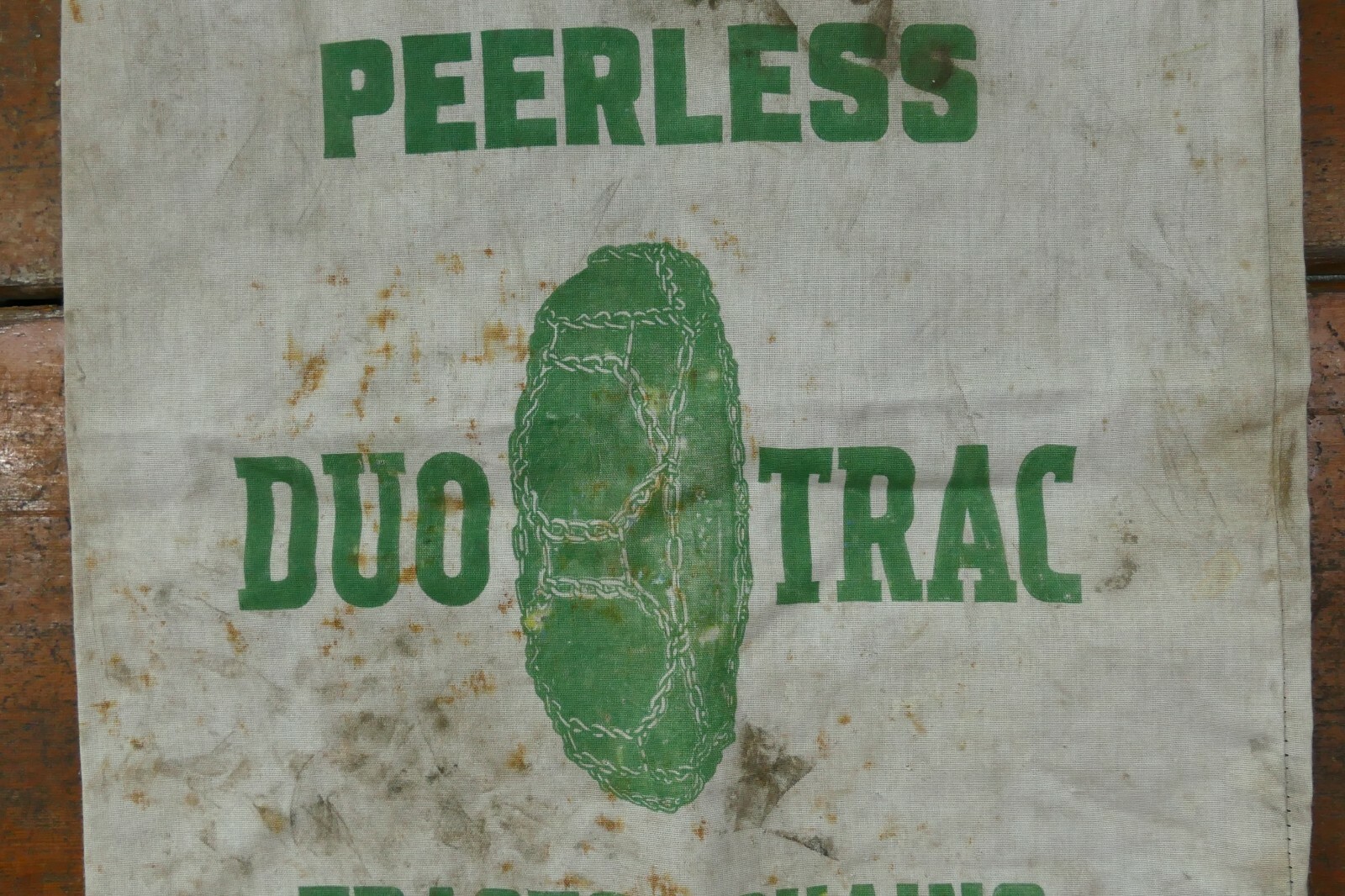 Vintage Peerless Duo Trac Tractor Chains Advertising Cloth Bag Winona Minnesota