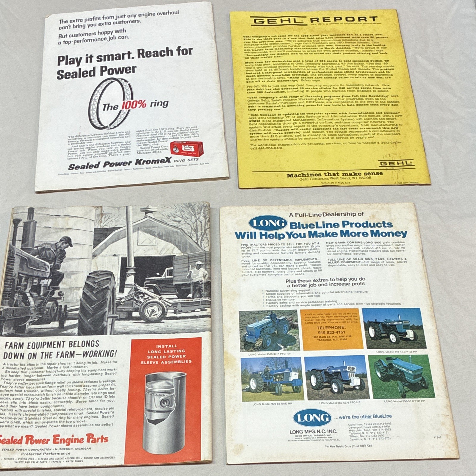 Lot of 4 Vintage Implement and Tractor magazines. 1963, 1968, 1975, 1989