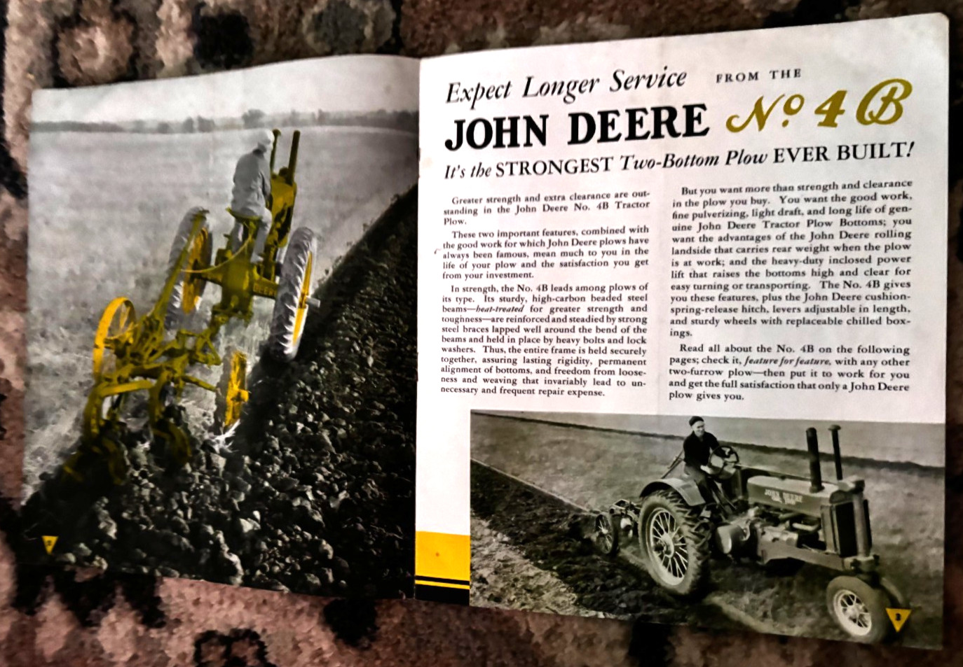 John Deere No.4B Tractor Plows For 1937 Brochure DCPA26