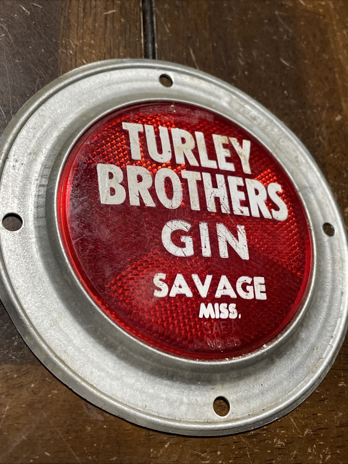 SAVAGE MISSISSIPPI TURLEY BROTHERS GIN reflector, Mississippi Cotton GIN “Rare”
