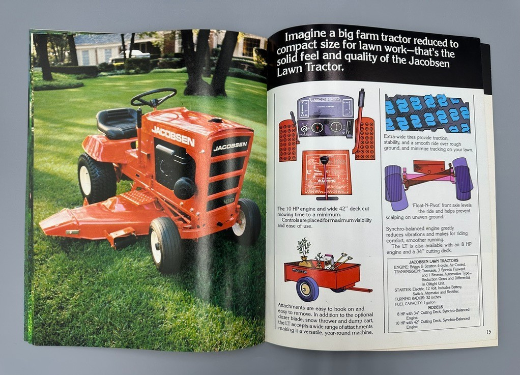 1977 JACOBSEN LAWN TRACTORS Riding Mower Advertising Catalog Vintage
