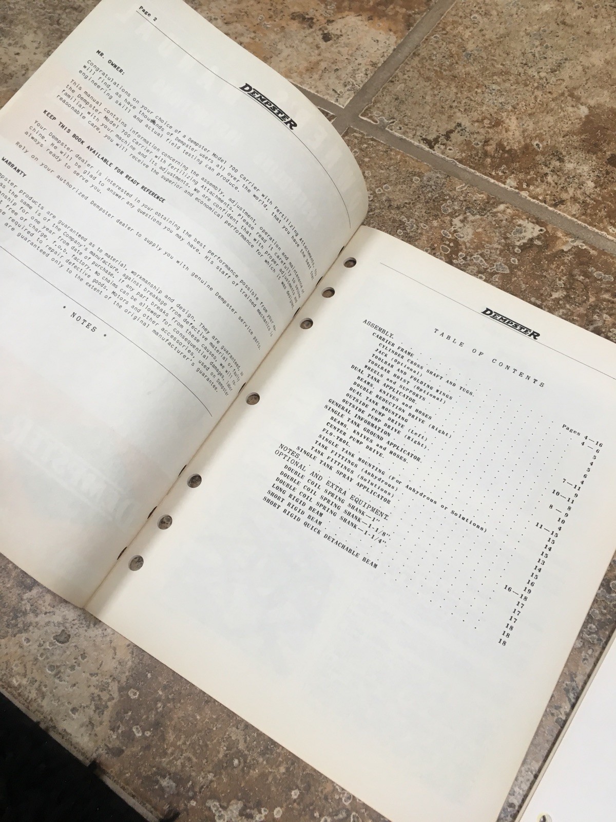 Dempster Industries Owners Manual Fertilizer Beatrice Nebraska