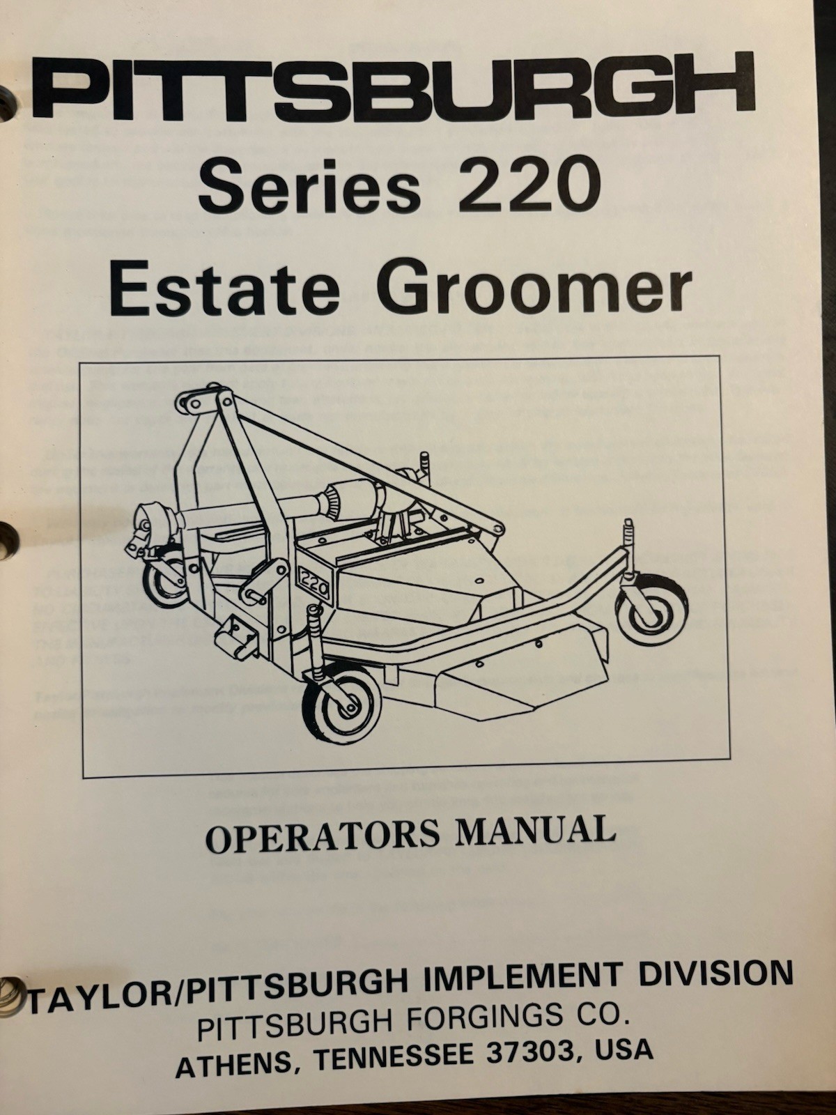 Taylor/Pittsburgh Farm Implements Brochures And Parts List
