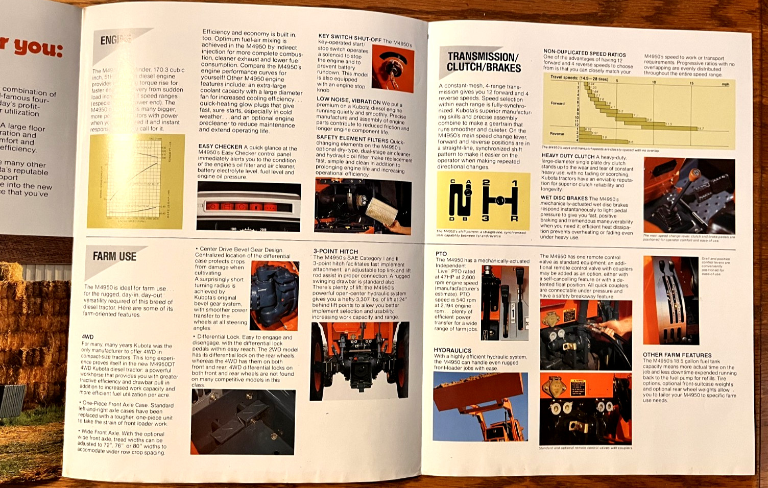 Kubota M4950 Diesel Tractor 2WD 4WD 1985 sales brochure