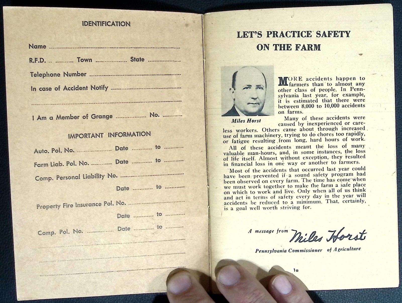 1949 The Farmers Best Friend National Grange Farm Safety Statistics Booklet