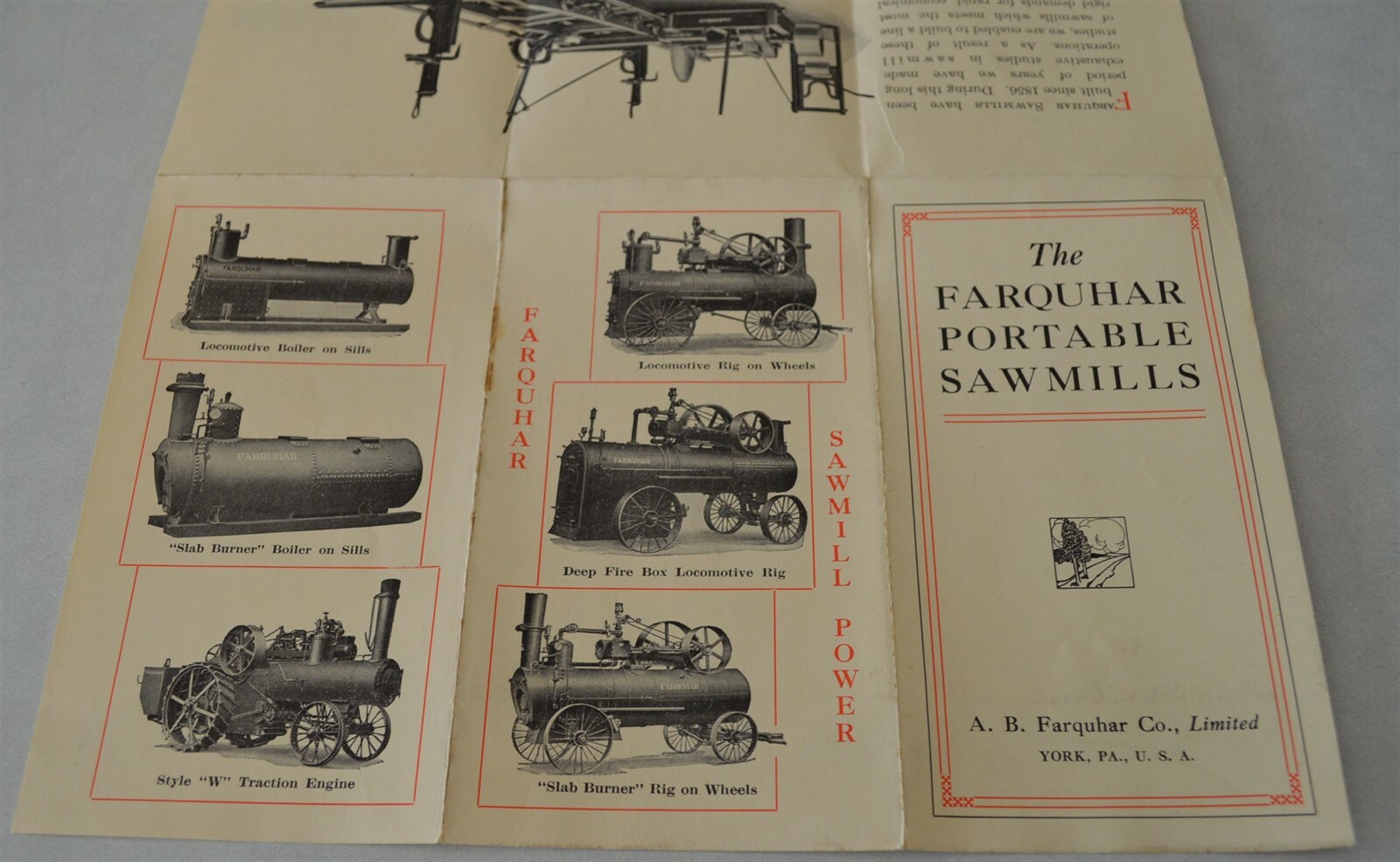 Original Farquhar York PA Tractor Portable sawmill outfits Steam Boiler pamphlet