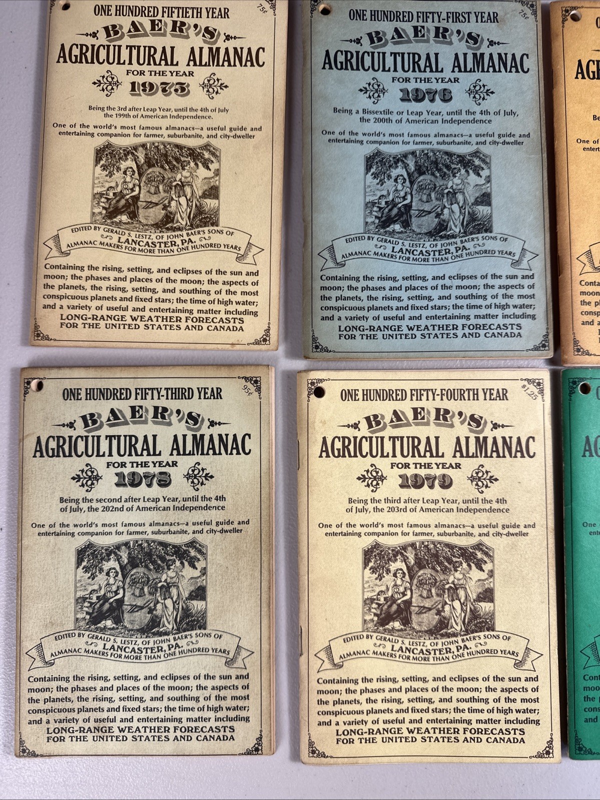 VINTAGE FARMERS & AGRICULTURAL ALMANACS BAER&rsquo;S LANCASTER PA 1969-1979 81-86 1989