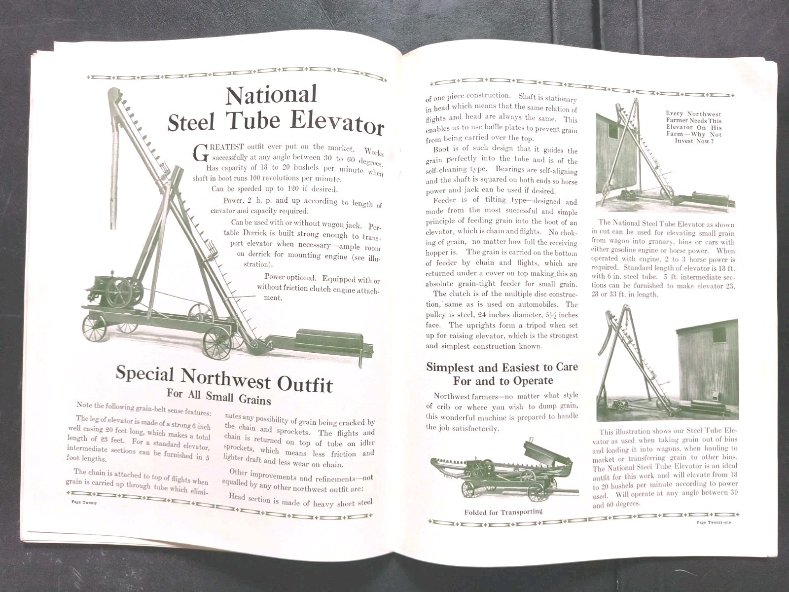 1921 National Giant Sales Brochure. Portable Elevator Mfg Farm Advertising IL