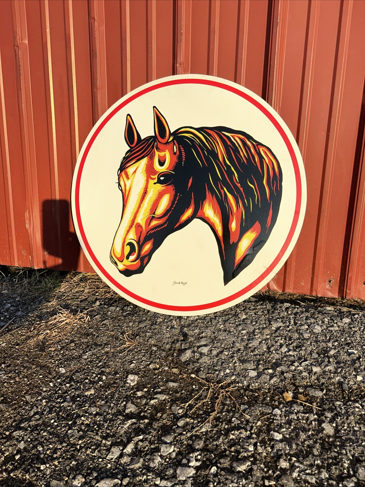 Large 24” Horse Head Hex Sign Jacob Zook Lancaster PA Barn Folk Art Masonite