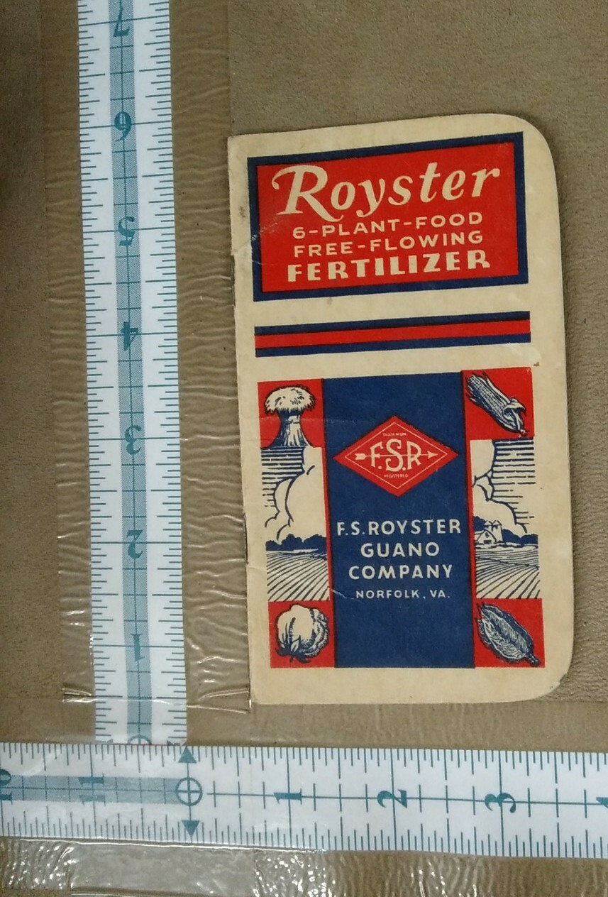 1953 F.S. Royster Guano Company Fertilizer Hand Book Conversion Chart Calendar