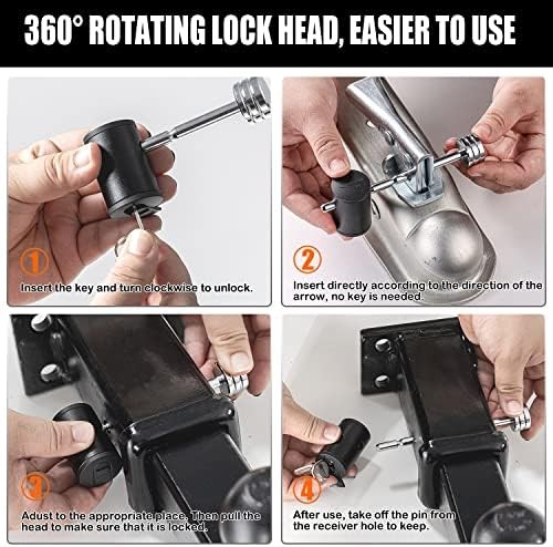 Trailer Tongue Coupler Lock Adjustable Trailer Coupler Pin Lock, Dia 1/4 Inch, 3