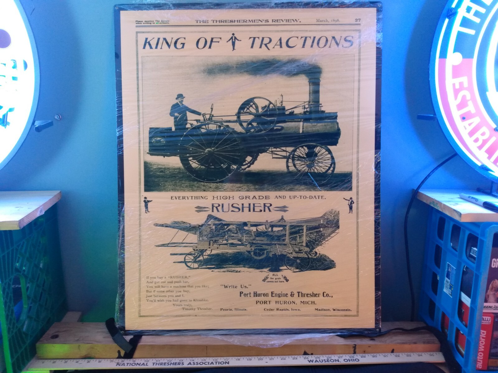1898 Port Huron Steam Engine New Metal Sign – 24&Prime; x 30&Prime; USA STEEL XL Size – 7#