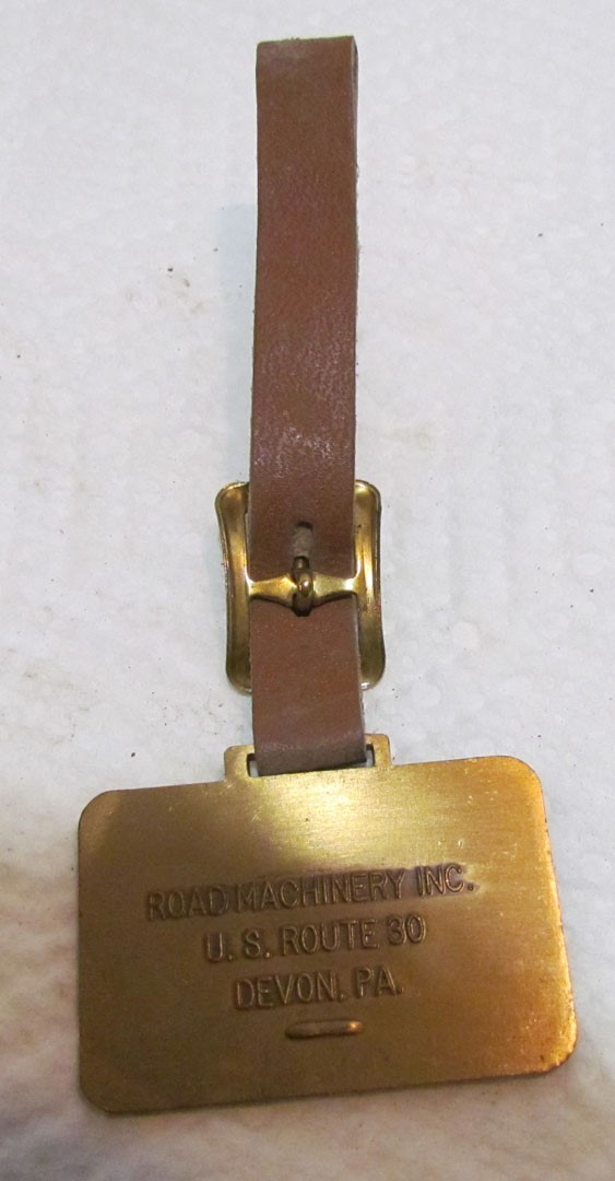 CLARK EQUIPMENT MICHIGAN TRACTOR SHOVEL METAL WATCH FOB VINTAGE ADVERTISING
