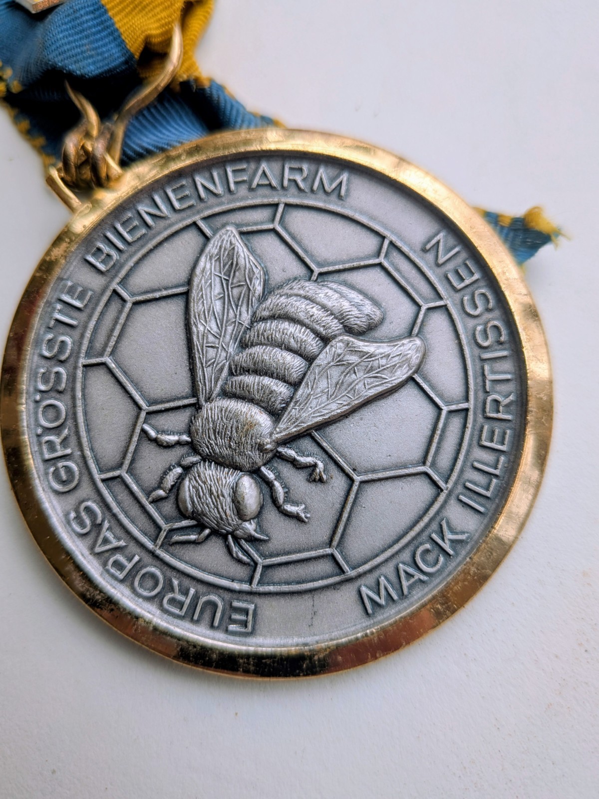 Vintage German Mack Illertissen beekeeping farm Commemorative Metal 1973 Ribbon