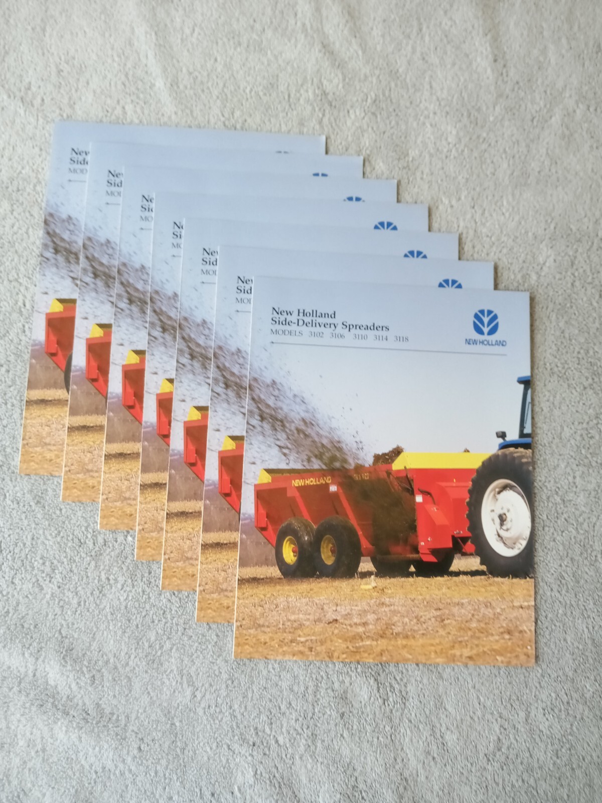 New Holland 3102 3106 3110 Side-Delivery Spreader Sales Brochures. Lot Of 7.