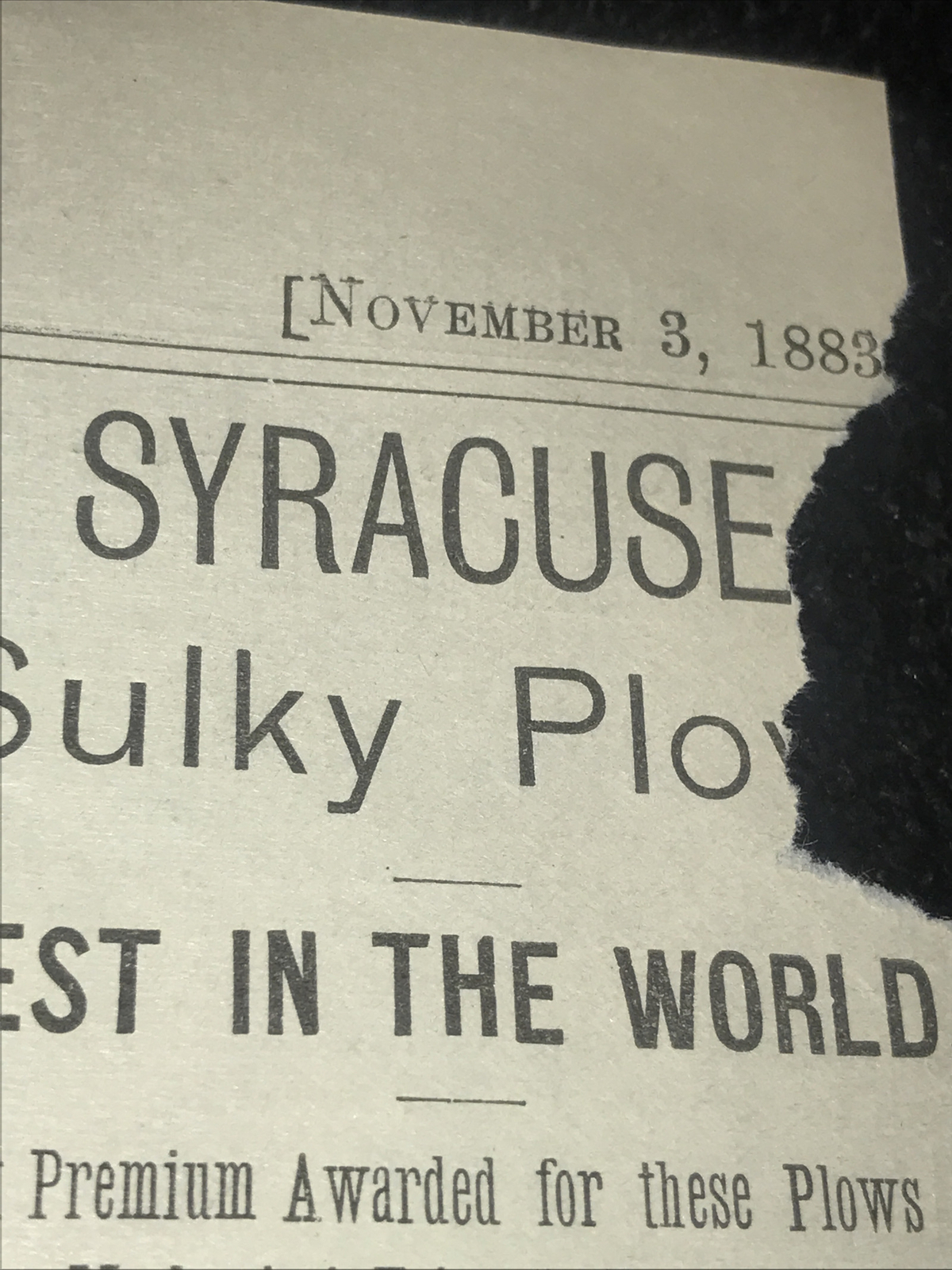 1883 Syracuse Sulky Plow Farm Engraving Advertising – San Francisco – California