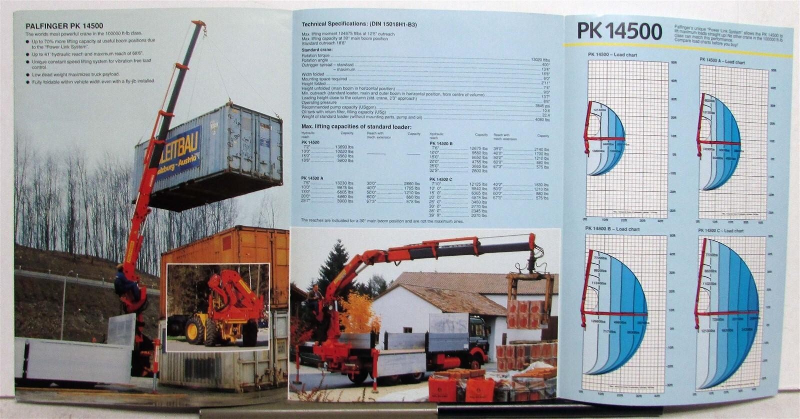 1992 Palfinger PK 14500 Worlds Most Powerful Crane Specs Sales Tri-Folder