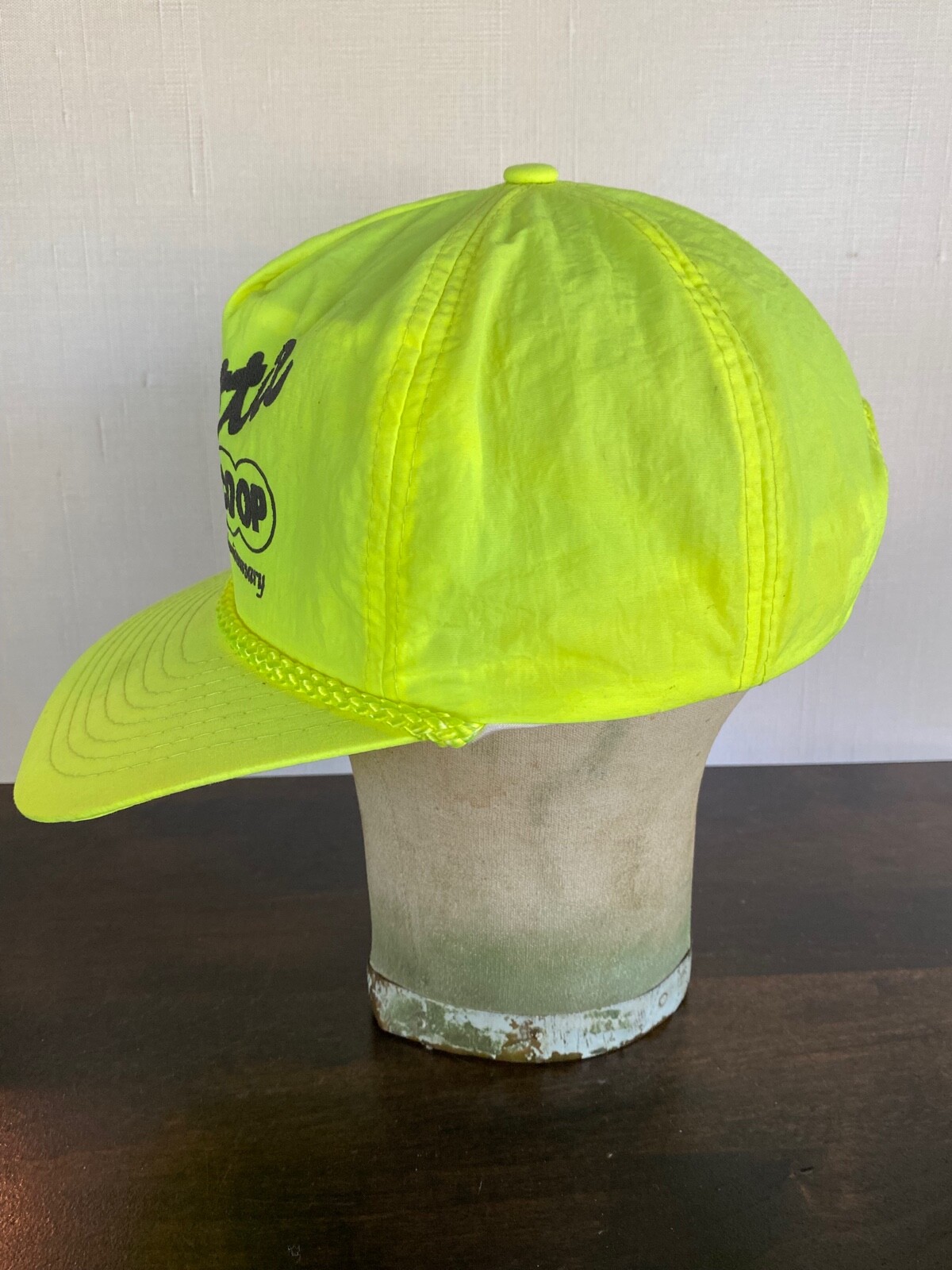 Vintage Beattie Kansas Co-Op Advertising Hat 75th Anniversary Neon Yellow Farm