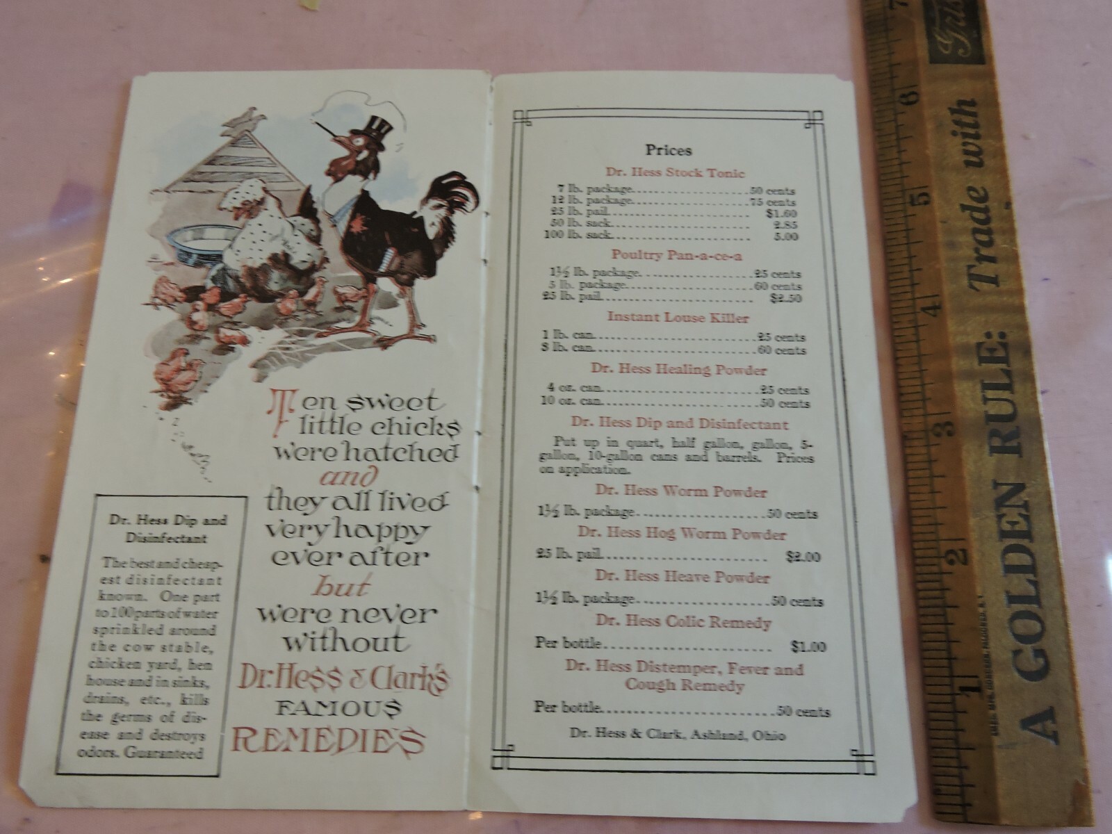 Rare c.1923 12pg Promo Booklet Dr. Hess Poultry Chicken Ashland Ohio Agriculture
