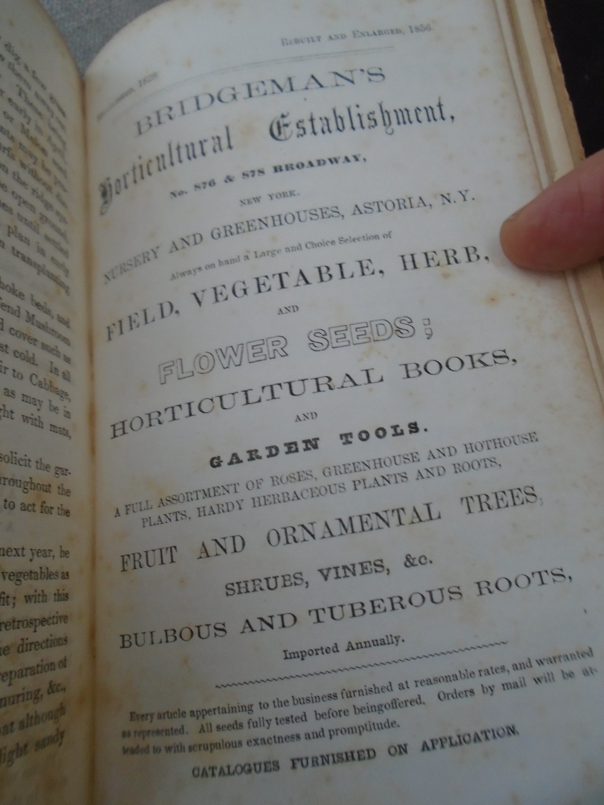 Rare 1857 Seed Catalogue Kitchen Gardner&rsquo;s Instructor Thomas Bridgeman New Ed