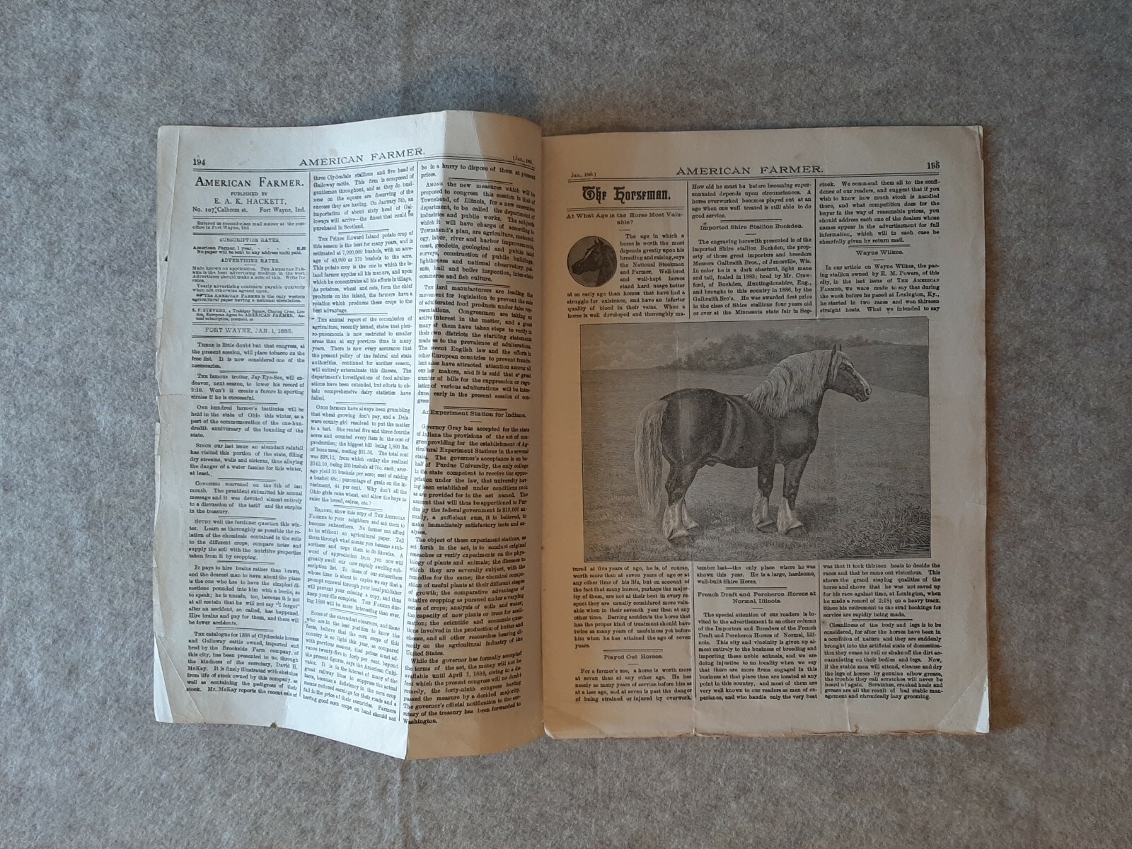 Jan. 1888 AMERICAN FARMER Magazine Fort Wayne Indiana No. 1 Vol. 8 Galloway Bull