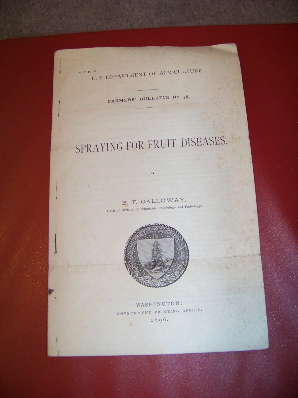 1896 B. T. GALLOWAY Spraying for Fruit Diseases U.S. DEPARTMENT OF AGRICULTURE