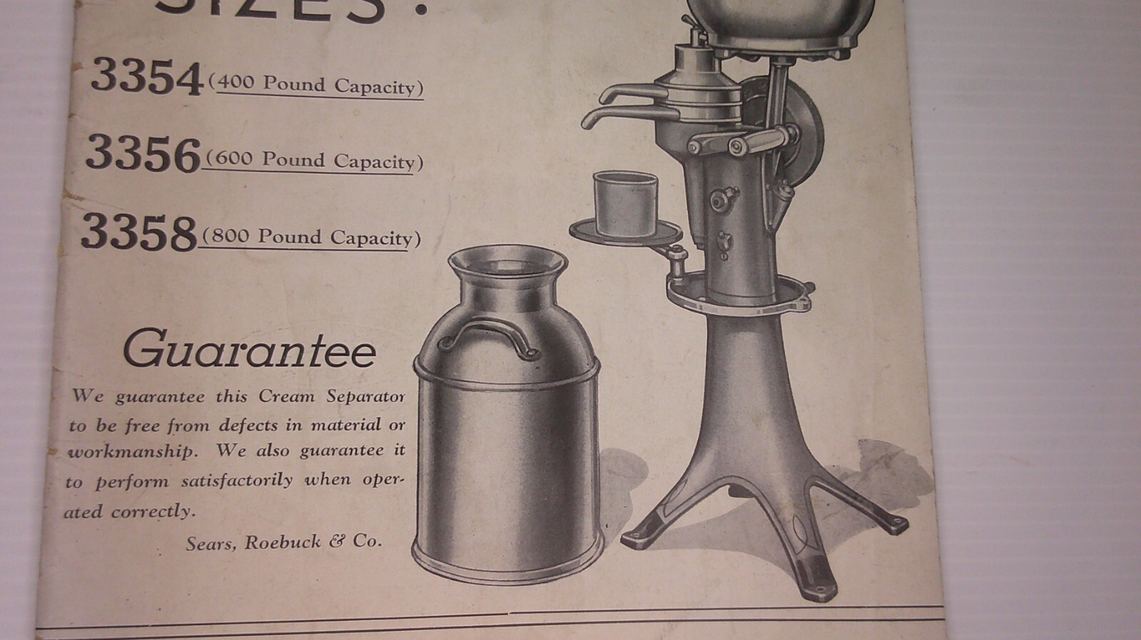 Instruction Manual for Sears Roebuck Co. cream separator part list & repair 8D