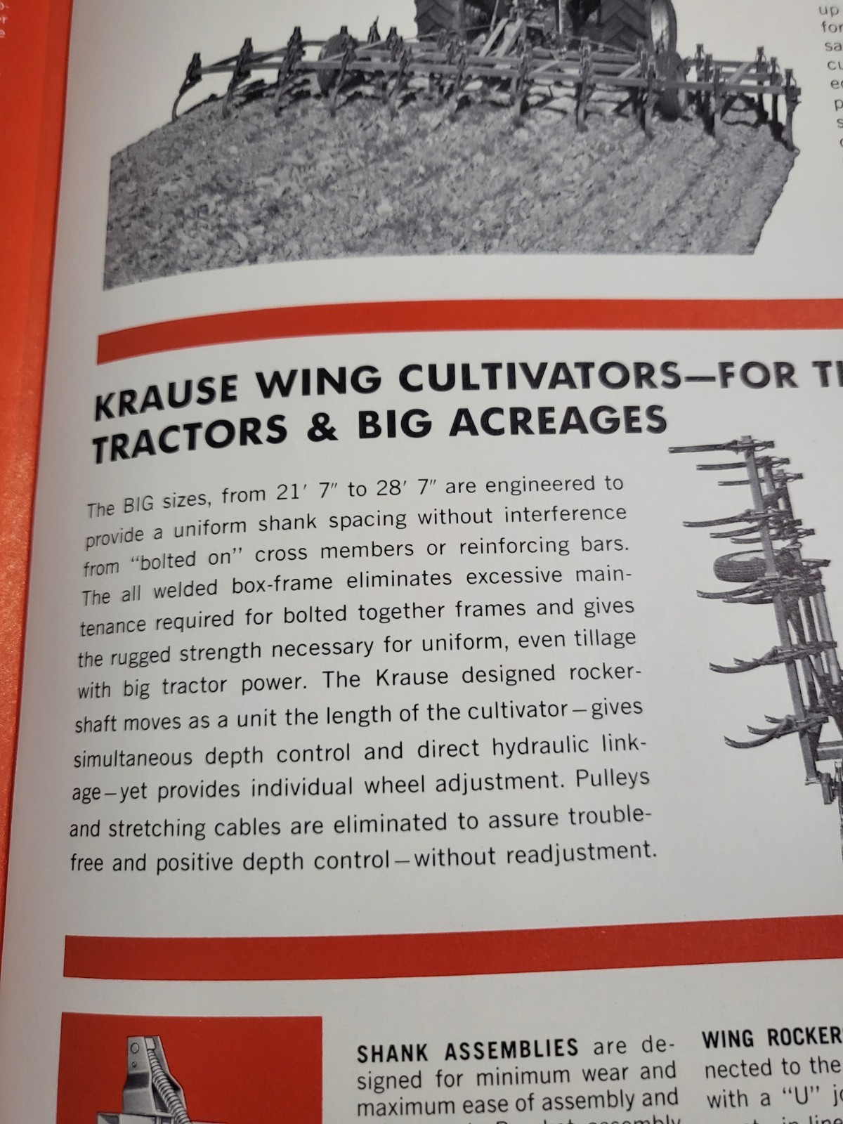Vintage 1960s KRAUSE Field Cultivators 670-982 Sales BROCHURE Hutchinson, Kansas