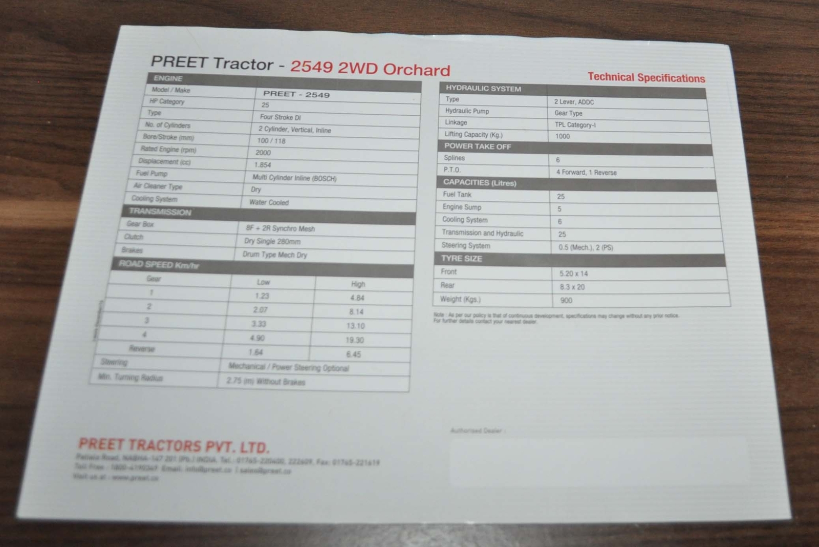 Preet Tractor India Brochure Prospekt