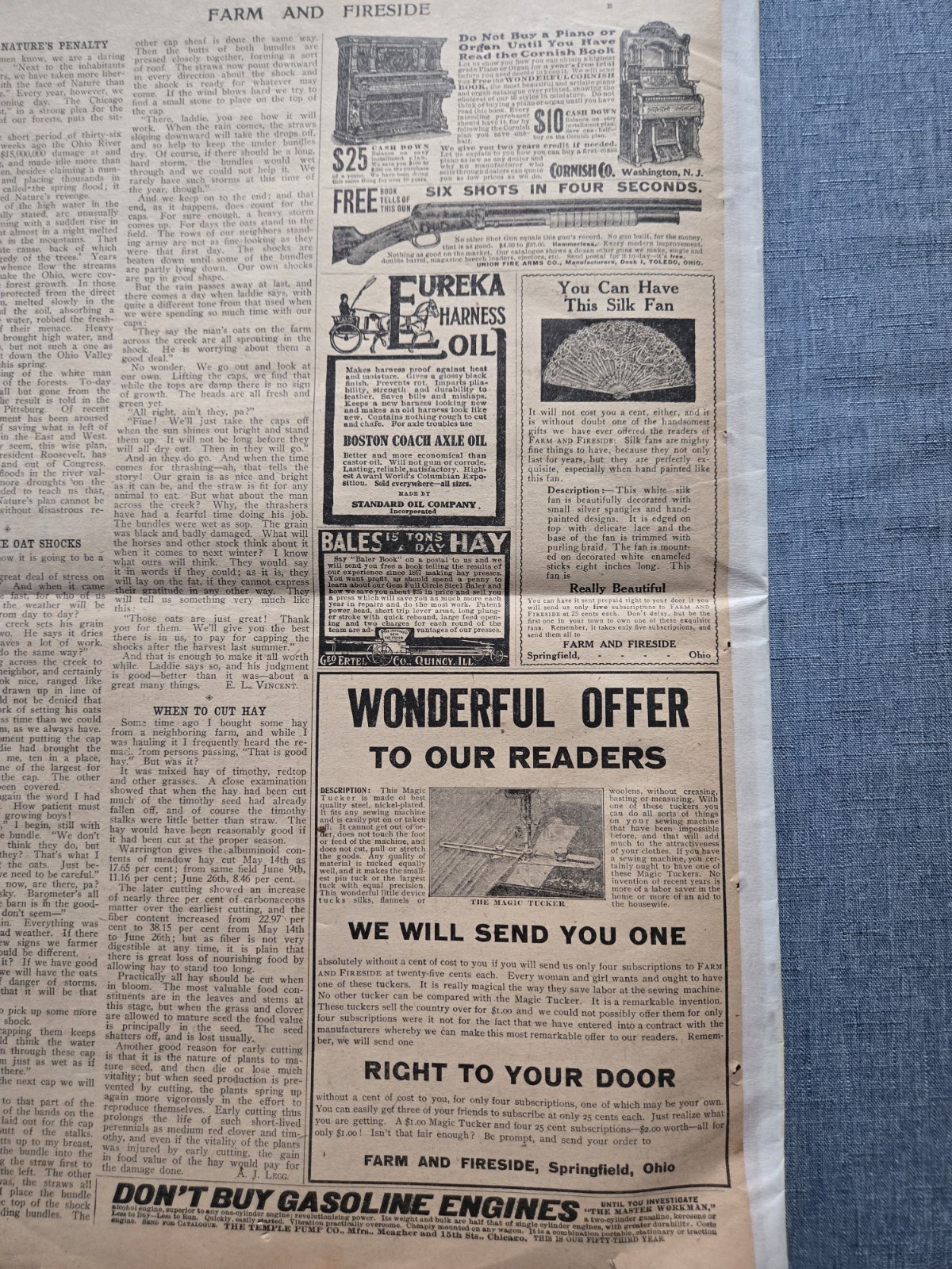 Farm & Fireside Newspaper – Antique Agriculture 1907 Articles Ads Illustrations