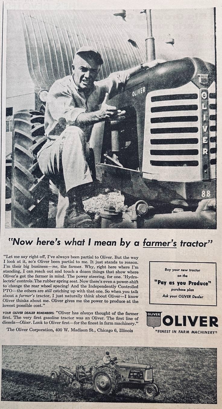 Lot of (2) 1957 Oliver Farm Equipment Ads Set #899
