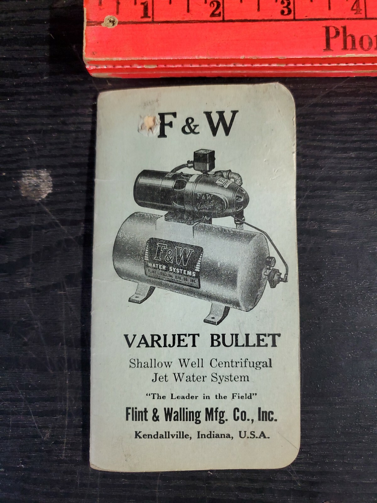 1956 Advertising Pocket Note Pad Flint & Walling Mfg. Co. Kendallville, Ind.