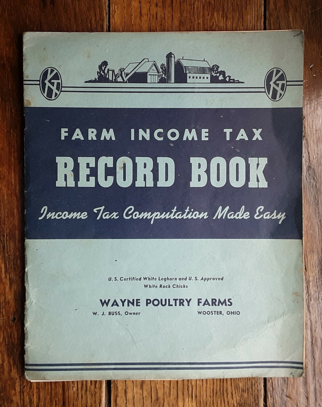 Vintage Farm Income Tax Record Book. Used 1943. Wooster, Ohio.