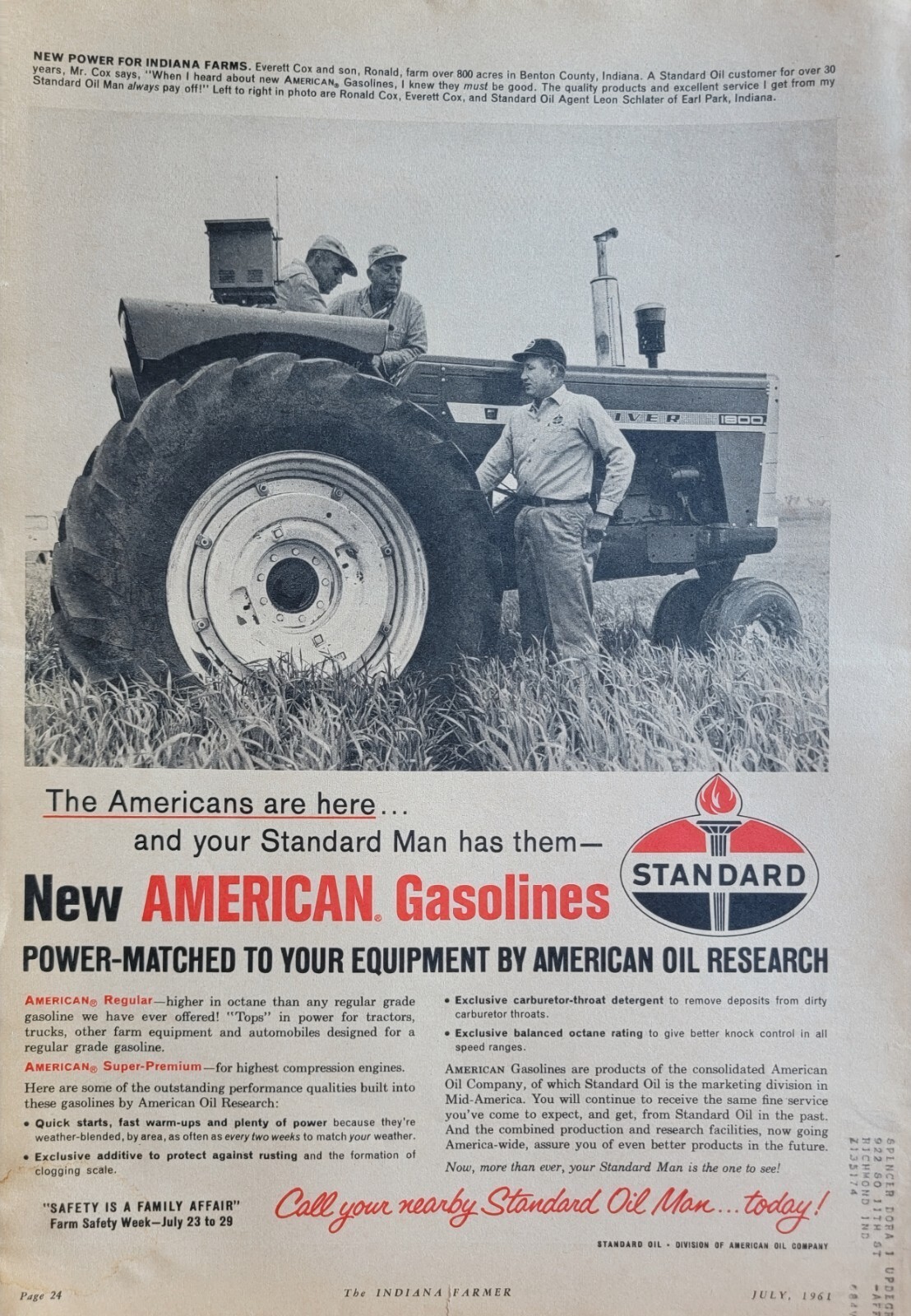 Standard Oil, Oliver 1800 Tractor Vintage 1961 Agricultural Magazine Ad