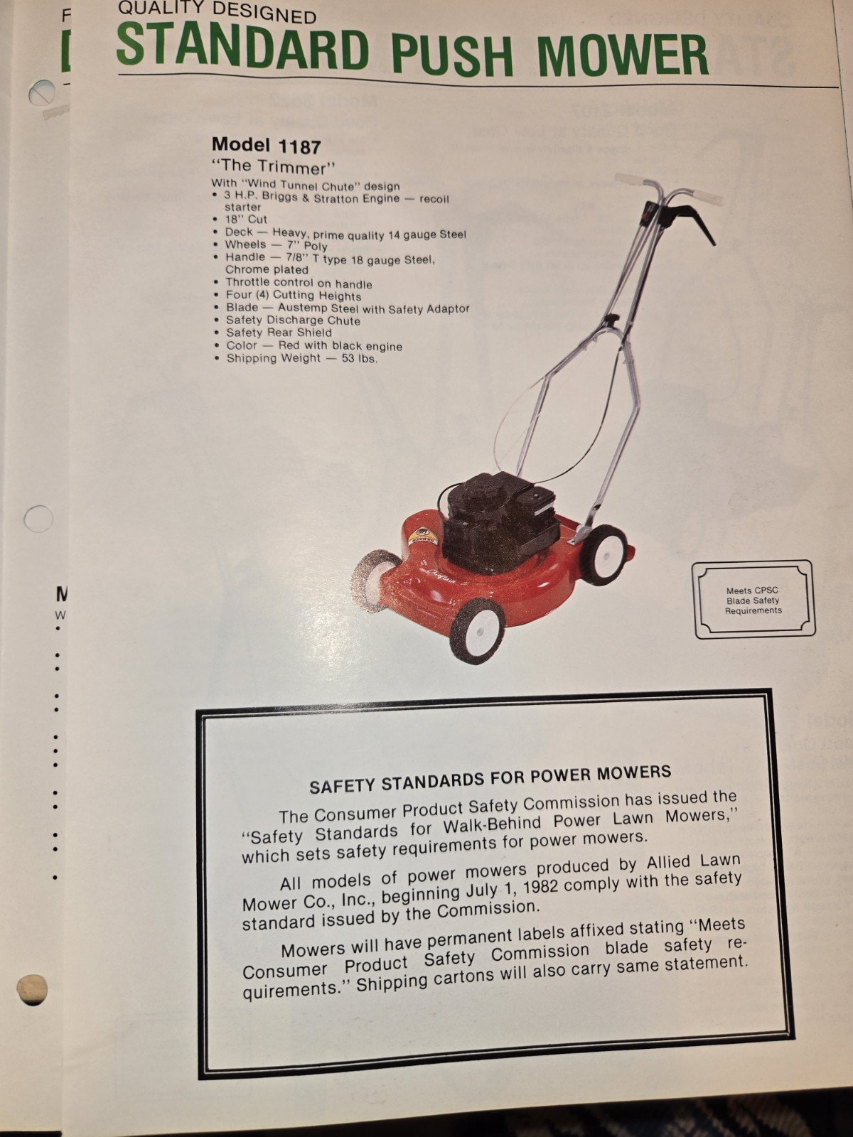 1985 ALLIED LAWN MOWER DEALER BROCHURE
