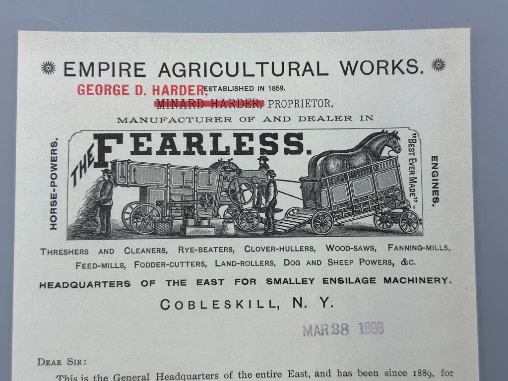 1898 FEARLESS ENGINES Thresher EMPIRE AGRICULTURAL Works COBLESKILL NY Advertise