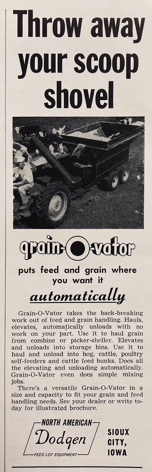 1958 AD.(XH48)~DODGEN FEED EQUIPMENT CO. SIOUX CITY, IOWA. GRAIN-O-VATOR