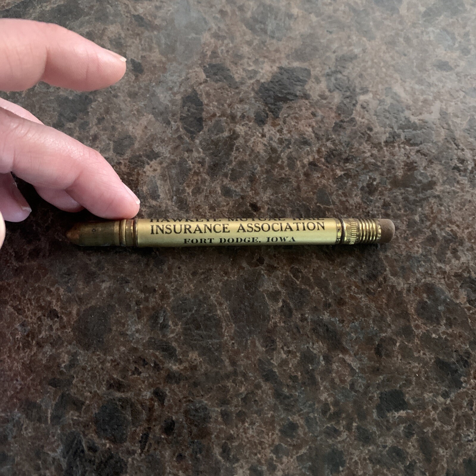 Vtg Hawkeye Mutual Hail Insurance Assn Bullet Pencil Fort Dodge IA